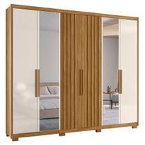 Roupeiro Ripado com Espelho Meca Freijó Off White