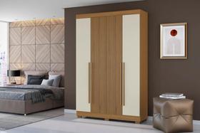 Roupeiro Ripado Solteiro 4 Portas 2 Gavetas Atacama Off White - Aramóveis