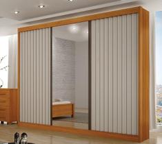 Roupeiro San Marino Ripado 1 Espelho Leifer - Cinamomo/Off