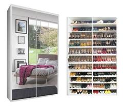 Roupeiro Sapateira 2 Portas Com Espelhos Led E Portas De Correr Diamante