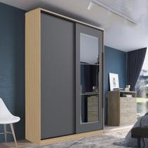 Roupeiro Solteiro 2 Portas de Correr Herval Valence, Espelho, Grafite/Cedro