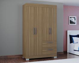 Roupeiro Solteiro Toquio 4 Portas - 2 Gv - Castanho -Poquema