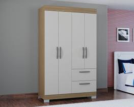 Roupeiro Solteiro Toquio 4 Pt -2 Gv-Castanho/White -Poquema Roupeiro Solteiro Toquio 4 Pt -2 Gv-Castanho/White -Poquema