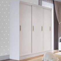 Roupeiro três portas de correr duas gavetas Branco Percasa. 1,84 m x 1,73 m x 45 cm Roupeiro três portas de correr duas gavetas Branco Percasa. 1,84 m x 1,73 m x 45 cm