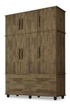 Roupeiro Triplex Elegance 7 Portas 4 Gavetas Espelho Canela