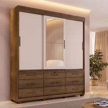 Roupeiro Turim 3 Portas E 9 Gavetas Imbuía/off