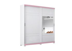 Roupeiro Verg 02 Portas Deslizantes Branco/Rosa Chá - Henn