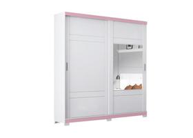 Roupeiro Verg 02 Portas Deslizantes Branco/Rosa Chá - Henn