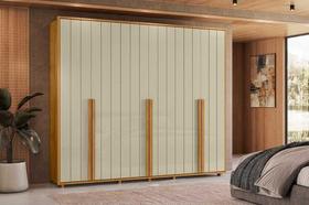 Roupeiro Volpi 100% MDF ripado 6 portas e 6 gavetas - Cumaru Opala - Madetec