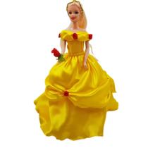 Roupinha Bela da fera Fantasia de princesa para boneca Barbie e Similares - Rose Roupas de Boneca