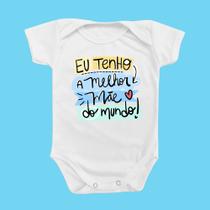 Roupinha Body Bebê a Melhor Mãe do Mundo Presente Menino Azul Mimo