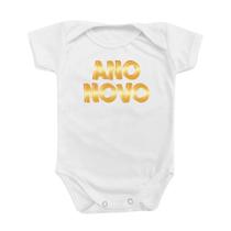 Roupinha Body de Bebê Ano Novo Dourado Menina Menino Temático Comemoração Frase Festas Fim de Ano Roupinha Body de Bebê Ano Novo Dourado Menina Menino Temático Comemoração Frase Festas Fim de Ano