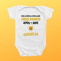 Roupinha Body de Bebê Dindo Ama Cerveja Mimo Presente Divertido Temático Roupinha Body de Bebê Dindo Ama Cerveja Mimo Presente Divertido Temático