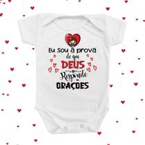 Roupinha Body de Bebê Eu sou a Prova Viva que Deus Responde Orações Menino Menina Temáticos