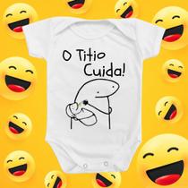 Roupinha Body de Bebê Flork Titio Cuida Menina Menina Azul Rosa Presente Mimo Divertido Frases