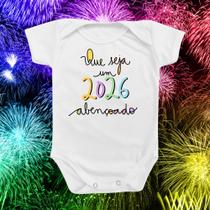 Roupinha Body de Bebê Frase Ano Novo Que seja 2026 Abençoado Reveillon Presente Temático Menina Meni