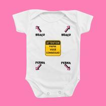 Roupinha Body de Bebê Instruções para o Papai Menina Rosa Temático Mimo Monibeni