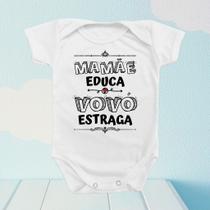 Roupinha Body de Bebê Mamãe Educa Vovó Estraga Divertida Mimo Presente Temático Roupinha Body de Bebê Mamãe Educa Vovó Estraga Divertida Mimo Presente Temático