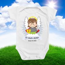 Roupinha Body de Bebê Presente Mimo Frase de Santo São Miguel Arcanjo Menino Menina