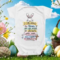 Roupinha Body De Bebê Temático Coelhinho Páscoa Jesus Vivo Menino Menina