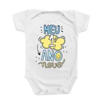 Roupinha Body de Bebê Temático Festas Meu Primeiro Ano Novo Azul Menino Comemoração Final de Ano Roupinha Body de Bebê Temático Festas Meu Primeiro Ano Novo Azul Menino Comemoração Final de Ano