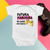 Roupinha Body de Bebê Temático Futura Parceira de Game do Papai Jogar Com Papai