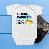 Roupinha Body de Bebê Temático Futuro Parceiro de Game do Papai Menino Presente Jogos Roupinha Body de Bebê Temático Futuro Parceiro de Game do Papai Menino Presente Jogos