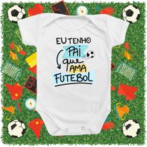 Roupinha Body de Bebê Temático Mimo Papai que Ama Futebol Menino Azul Bola Roupinha Body de Bebê Temático Mimo Papai que Ama Futebol Menino Azul Bola