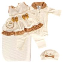 Roupinha Boneca Baby Reborn 5Pçs Touca+Manta Lindo Marrom
