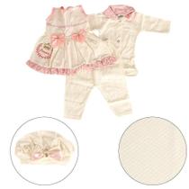 Roupinha Boneca Baby Reborn 5PÇS Touca+Manta Lindo Rosa