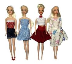 Roupinha Da Barbie Calças Vestidos Saias 10 Unidade - Rose Roupas De Bonecas