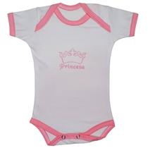 Roupinha De Bebê Body Curto Bordado Princesa 100% Algodão