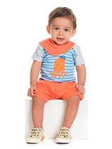 Roupinha de bebe Kit Body menino Conjunto com shorts e Babador