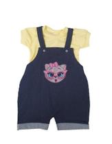 Roupinha jardineira bebê com camiseta curta 100% algodão menina Roupinha jardineira bebê com camiseta curta 100% algodão menina