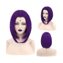 Roxo curto peruca sintética cosplay curto bob peruca roxo traje de halloween perucas para mulher