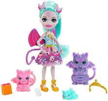 Royal Enchantimals Family Toy Set, Deanna Dragon Doll (6-in/15.2-cm), 3 Figuras do Dragão e 4 Acessórios, Grande Presente para Crianças de 3 a 8 anos