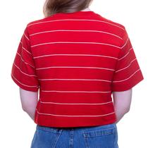 Rubra Cropped em algodão risca de giz Vermelho e branco Rubra Cropped em algodão risca de giz Vermelho e branco