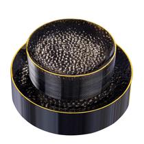 Rubtlamp 60 peças de plástico preto martelado com borda dourada