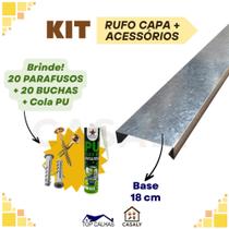 Rufo Capa Galvanizado peça 1mt KIT com 3 mts + BRINDE + parafuso com bucha