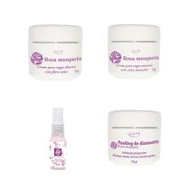 Rugas Peeling Creme Dia E Noite E Loção Olhos Rosa Mosqueta