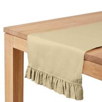 Runner de Mesa Bege para Decoração de Cozinha e Mesa com Franja - Vargottam