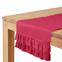 Runner de Mesa com Babados Duplos Rosa para Decoração de Casamento, Festas e Feriados - Vargottam