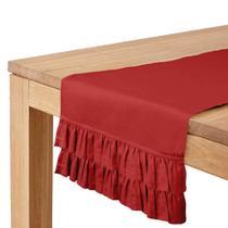 Runner de Mesa de Algodão Slub Vermelho com Frill Duplo para Sala de Jantar - Vargottam