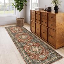 Runner Lahome Oriental 0,76 x 2,44 m vermelho tijolo lavável Runner Lahome Oriental 0,76 x 2,44 m vermelho tijolo lavável