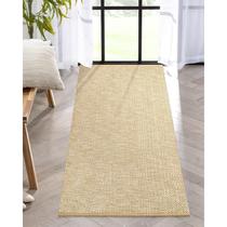 Runner LEEVAN lavável de 60 x 150 cm de algodão bronzeado tecido à mão