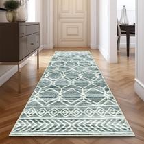Runner Rug jinchan marroquí moderno geométrico 90x210cm teal Runner Rug jinchan marroquí moderno geométrico 90x210cm teal