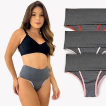 Rupee Kit 3 Calcinha Feminina Modeladora Cintura Alta Cinza