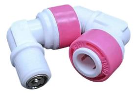 RY007-A Kit 10 Conector Cotovelo 90 Comprido Engate Rápido 1/4" x Rosca Macho 1/8" Alta Resistência