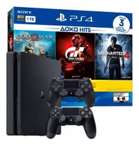 S ony P laystation 4 Slim 1tb Dualshock 4, 2 Controller Cor Preto Onyx