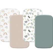 Sábanas Ajustables Haleeone 66 cm x 97 cm Paquete de 4 Suaves en Menta y Arcoíris